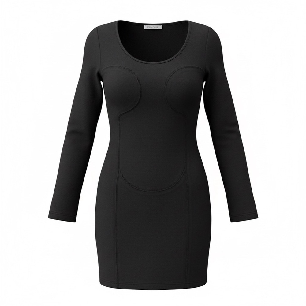 Sophomore Black Long Sleeve Dress Size S Bodycon Cocktail Evening Minimalist